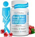 1个Cranberry 女性补充品中5个,36mg PAC 100%可溶D-Manose Dandelion Herb Mulberry Uva Ursi 天然尿液Tract 健康支持,Cranberry Pills UTIs 90 Caps