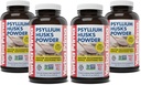 Yerba Prima Psyllium Husks 粉末 - 12 oz (Pack of 4) - 天然纤维补充剂 - Colon Cleanse - Gut Health - Vegan, Non-GMO, Gluten-Free (新标签 - 包装 May Vary)