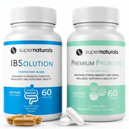 IBSolution Gut Health Bundle - All Natural Gut Health Supports & Premium Probiotics w/ 40亿CFU 支持不正规的鲍尔斯,布洛廷,便秘,毒气,腹痛 - 2 Pack(120盖)