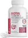 Bronson Biotin 10,000 MCG Lozenges 快速溶解高概率支持头发,皮肤和钉子混合贝里火焰 - 非GMO,180 蔬菜 Lozenges