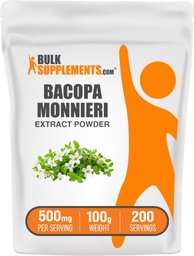 Bulk Assupports.com Bacopa 提取粉末 - Bacopa Monnieri 补充剂,草药补充剂 - Vegan & Gluten Free, 每人500mg, 100g (3.5 oz) (Pack of 1)