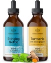 HERBAMAMA 草药液滴套件 - Stinging Nettle & Turmeric Curcumin Tincture 4 fl oz - Vegan,非GMO,糖和无酒精 - 2包
