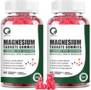 2 Pack Magnesium Taulate Gummys - Magnesium Taulate, Magnesium Glycinate, Magnesium Citrate Plus 锌维生素B6, 支持心脏健康,肌肉放松,骨质健康 - 120计数