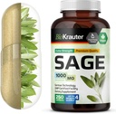 BIO KRAUTER Sage 补充 Capsules 1000 mg - 250 Vegan Caps - 与 Salvia Officinalis - Immune 和 消化支持 - 富含抗氧化剂