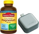Nature Mades Magnes Migneum 400 mg Extra Trenger 180 Softgels,180 供应日 支持肌肉放松,神经,骨骼和心脏健康 与LONG GLACIER Pill Oragnizer, Green