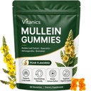 Mullein Gummys,《呼吸卫生日报》,Gummys, 1000mg Mullein Leaf 草药抽取、梨花、肺健康和辛纳斯救济(30天供应)