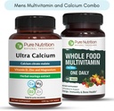 Pure Nutrition Ultra Calcium 1000mg and Whole Foods Mens Multivitamins 1500mg for Healthy Bones, Joints and Overall Wellness. Ultra Calcium 90 Tabs + Mens Multivitamins 60 Tabs.