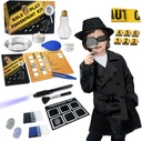 给孩子们的Spy Kit Detective Outfit指纹玩具礼物 5 6 7 8 9 10 11岁女孩调查角色 Play Dress Up Costume 教育科学秘密特工指纹识别