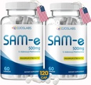 Sam e 500mg Methionine 肝脏、联合、脑和膜支持、高吸收SAM-e(S Adenosyl Methionine)、Vegan、Gluten Free、N-GMO-USA Made、60 Sam e Capsule(2包)