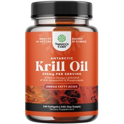 南极磷虾油500mg软胶 - Omega 3 Krill Oil Supplex 配有 EPA DHA & Astaxanthin 用于大脑联合和心脏 - 第三方实验室测试无胶体转基因或鱼肉余味(最多8个月供应)