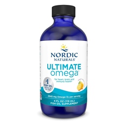 北欧自然公司 Ultimate Omega Liquid, Lemon Flavor - 4 oz - 2840 mg Omega-3 - 与EPA & DHA - 促进脑和心脏健康 - 非GMO - 24 服务