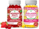 Lunakai 女子多科和科拉根 Gummys Combo - 全自然补充,无Gluten-Free,无Corn Syrup 60 ct Collagen和60 ct 妇女多维特敏 - 30天供应