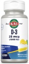 KAL 维生素D-3 1000 IU 天然柠檬Flavor ActivMelt 微片 健康免疫功能与骨支持 | 100ct