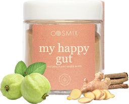 cosmix My Happy Gut, 用于改进文摘, Bloating & 总体Gut 健康, 自然,植物类超级食品混合, 最多40种服务, 加糖, Vegan 50 G (Pack of 1) Brown