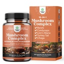 高级蘑菇综合症 Capsules - 10X Lions Mane Capsules with Reishi, Chaga, Maitake & Shitake for Brain Health Memory Support and Focus - Notropic for Mentral Clarity - 120 Caps - 神经病 Caps