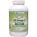 Wonder Laboratories EZ Omega-3 Atlantic Menhaden Fish Oil Supplement 2000 mg, Burpless, Made in The America, 完美平衡环保局+ DHA + DPA 180软胶
