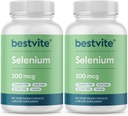BESTVITE 硒200mcg(360个蔬菜卡普尔) (2-Pack) - 无 Stearates - 无流动代理 - Vegan - 非GMO - Gluten Free