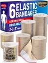 高性能弹性捆绑包 - 6 Pack(2x2in,2x3in,2x4in) - 自闭强压捆绑包 用于脚,安克尔斯,手腕和膝盖