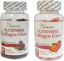 天然Glow Glutathione Collagen Glow, 60 有机Chewable Gummys(草莓(1瓶)和Cranberry(1瓶))