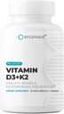 维生素D3+K2,天然维生素d3 25 mcg 1000 I.U.和维生素k2作为MK-7 120 mcg - 促进心,骨和牙齿健康 - 90 Natural Made Capsules - 非GMO