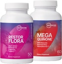 微生素实验室 RestorFlora Spore & Yeast Probiotics 补充(50 Capsules) + Mega Quinone K2-7 完整的维生素 K 补充维生素 K1 & K2 MK-7 K2 配有镁和锌(60 Capsules) - 2 产品