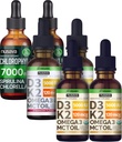 NUSAVA 草莓火焰 D3 K2 滴液,香草火焰 D3 K2 滴液, & Chlorophyll Liquid Dropdle – 用于心脏,联合,能量,和免疫支持 - 非GMO, Gluten-Free, 2pk
