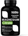 美国制造了Vegan Magnesium Citrate 400mg Capsules (Citrato de Magnesio) 非GMO & Gluten-Free, 用于睡眠援助的镁补充,脑,心脏健康,骨强,代谢和NüBio的压力.