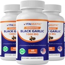维生素 3 包发酵黑蒜 抽取 1000 mg 60 capsules - 非 GMO, Gluten Free - (总计180 capsules)