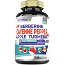 Cayenne Pepper 补编 提取 Capsules, 180 Capsules & Berberine, Apple, Turmeric Curcumin, Bitter Melon, Ginseng, Milk Nattle 支持心脏健康, 促进消化功能