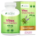 纯全科Chasteberry Vitex 补编 650mg - 4个月供应 120 Vegan Capsules Agnus - Castus Caste Tree Berry Capsules 支持妇女正常的荷尔蒙平衡