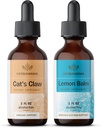 Herbama Liquid Drops Kit - Cat's Claw 抽取 2 fl oz 和 Lemon Balm Tincture 2 fl oz - Vegan Herbal 补充液体抽取 - 非转基因、无糖和无酒精 - 2 包装