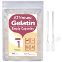 大小 1 空 Gelatin Capsules 配有 2 个微勺 - 100 个空空 Capsule - Gel Pill Capsules 配有粉末补充
