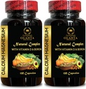 镁钙综合体 - 钙补充物,Manganese Citrate, 支持骨骼的矿物, 磷水平, 豁免支持, 肌肉健康补充物 维生素D - 2瓶 240 Capsules