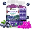 镁(Gummys) 600mg / service-Magnesium Glycnate 400mg 和镁(Malate) 200mg, Extra K2 & D3, 高吸收性镁补充睡眠, 压力救济, 神经支持, 蓝莓(60 CT)