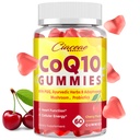 CoQ10 Gummys与PQQ - 400 MG Coenzyme Q10 高潜力,用Ayurvedic Herbs增强,适应性蘑菇混合剂和心脏,脑,能量,豁免,樱桃火焰,60 Vegan Gummys