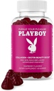 花花公子 - Collagen + Biotin Beauty boos Gummys for hair, Skin, Nails & Lashes (60 Gummys) - Raspberry Flavored Biotin & Collagen 女性与男性补充 - 非GMO, Gluten Free, Nut Free Gummy