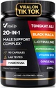 Tongkat Ali for Men 20 in 1 with Astragalus - USA Made Mens Supplement with Black Maca Root, L-Arginine, Ginseng, Calcium, Astragalus for Normal 强力和耐力支持 - 90 Caps (英语).