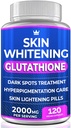 Glutathione Whitening Pills - 120 Capsules 2000mg Glutathione - 有效的皮肤光化补充剂 - 暗斑,Melasma & Acne 刀疤清除器,超兴奋剂治疗 - 抗衰老抗氧化剂