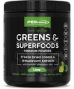PEScience Greens Powder 超级食品 天然氯phy, Reishi 和土耳其 Tail 蘑菇粉, Street-Dried Kale, Spinach, Broccoli Sprouts, Lime Flavor, 30种服务