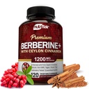 NutriFlair Premium Berberine HCL 1200mg, 120 Capsules - Plus True Ceylon Cinnamon, Berberine HCI 根补充药 - Immune 系统 - 产值 8% HCl