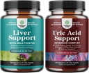 Liver Cleanse Detox & Reference - Silymarin 牛奶硝酸盐与丹德利翁根和Artichoke提取剂和Uric Acid Cleanse & Detox - Turmeric Tart Cherry & Celery种子的绿色咖啡豆提取剂