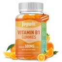 维生素B1 Gummys 500mg, Chewable Thiamini B1 成人补充剂,配有600mg Calcium Citrate, 支持神经系统, Vegan, 天然橙色火焰