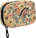 Fstylead Vintage Hand Draw Brows Horse and Flower Pill Productioner for Purse, 每周携带齐珀的便携式药盒,用于储存维生素鱼油药品