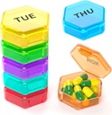 7 Packs 小药盒 每周药盒组织者 - 旅行药盒 手提箱 7天 BPA Free Daily mini Pill case holder for Pocket Purse Briefcase Pills Medicine Cod Liver Oil Survey Box (英语).