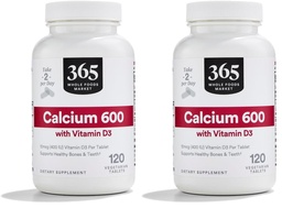 365 由全食品市场钙与维生素D3平板,120 Counter(Pack of 2)组成.