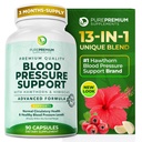 配有Hawthorn Berry、Hibiscus、Garlic & Vitamin B12-Nitric Oxide的纯纯纯血压补充剂,用于正常心脏健康、循环健康和血压支持-90厘米