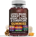 新AGE 蘑菇狮的马内补品Gummys - 蘑菇补品与Reishi, Cordyceps - 60 Counter