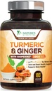 Turmeric Curcumin Supplement 1950mg - 95% Curcuminoids with Organic Turmeric & Ginger, BioPerine Black Pepper for Best Absolutions, Nature's Vegan 联合支持,非GMO, Bottled in USA - 180 Capsules (英语).