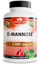 NaturaLife Labs 有机D-Mannose 1300 mg 与有机Cranberry 提取器 100 mg 每种服务 – 100 capsules – 非GMO, Gluten-Free, Vegan