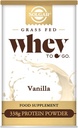Solgar Grass Fed Whey to Go protein Powder Vanilla, 11.9 oz - 20g 来自新西兰奶牛的Grass-Fed蛋白 - Great Tasting & Mixes Easile - 支持力量与复苏 - 13 services